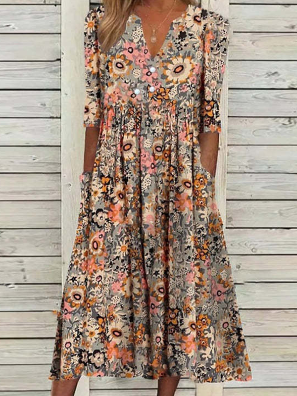 ELEGANTES KLEID NIMAT hellbraun