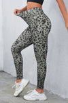 Graue, klassische Aktiv-Leggings mit Leopardenmuster