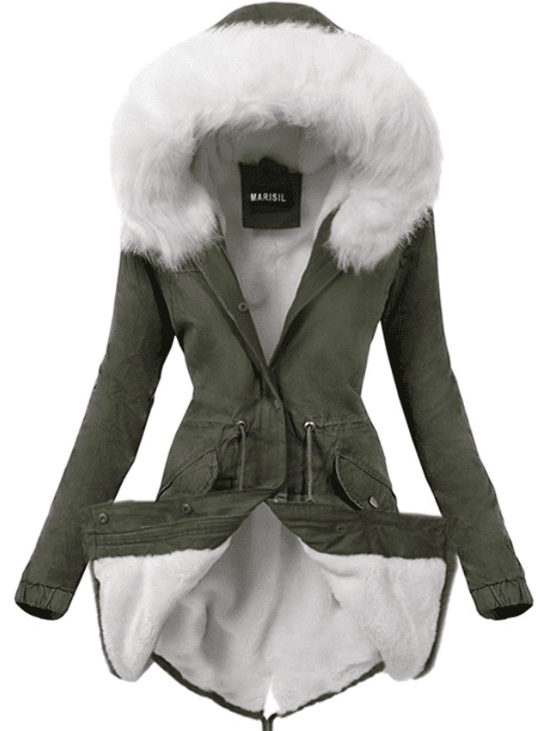 <tc>PARKA JACKE SABINA khaki mit weißem Kunstfell</tc>