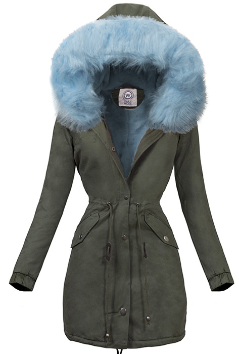 PARKA-JACKE KHAKI MIT BLAUEM FELL HAVAN