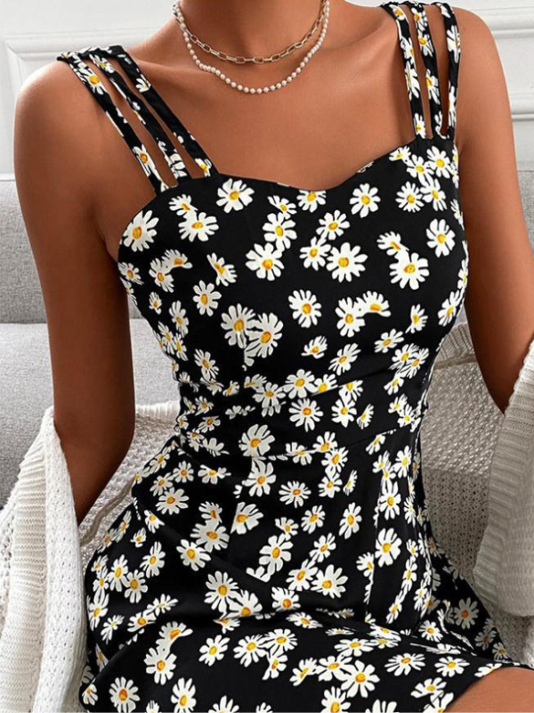 SOMMER-FLORA-KLEID SCHWARZ