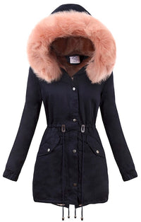 PARKA JACKET MARJORY dark blue with pink fur