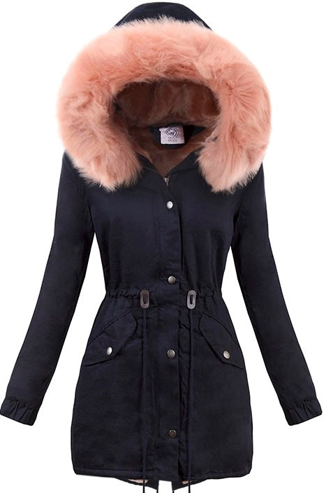 PARKA JACKET MARJORY dark blue with pink fur