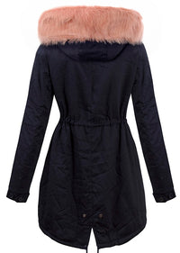 PARKA JACKET MARJORY dark blue with pink fur