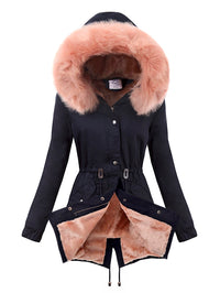 PARKA JACKET MARJORY dark blue with pink fur