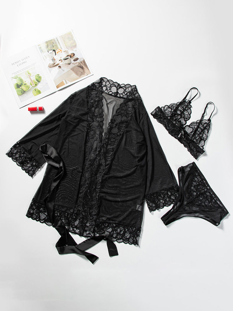 3-PCS SET UNDERWEAR SET TELLA black