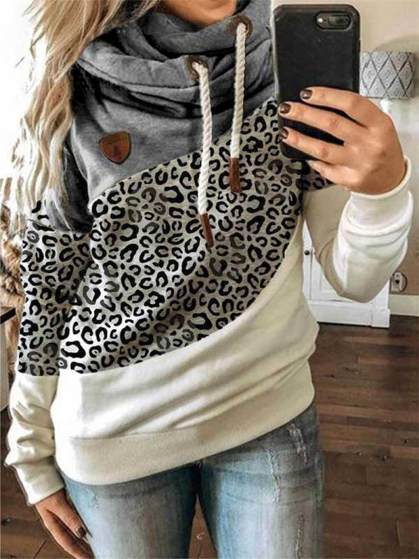 HOODY MARCELINDA Grau und Leopard